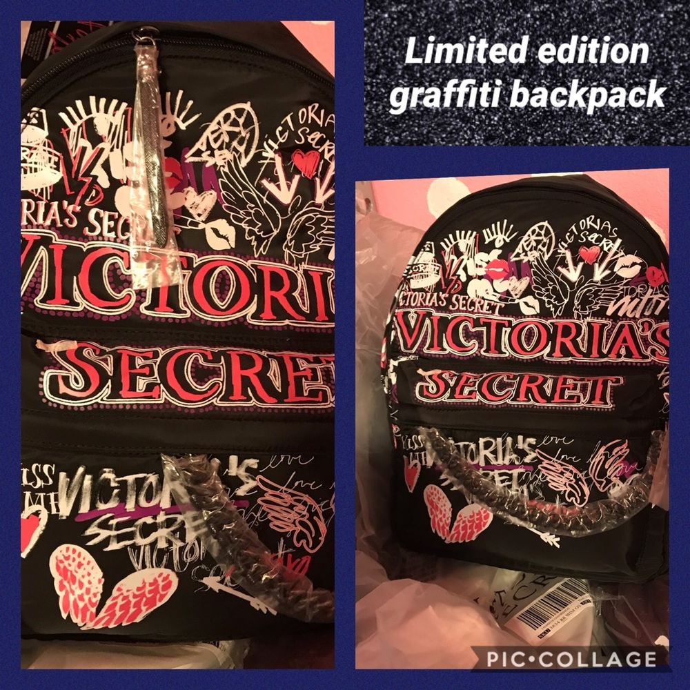 Vs Backpack Black Graffiti travel tote BACKPACK graffiti 2018 fashion show RARE - Picture 6 of 16